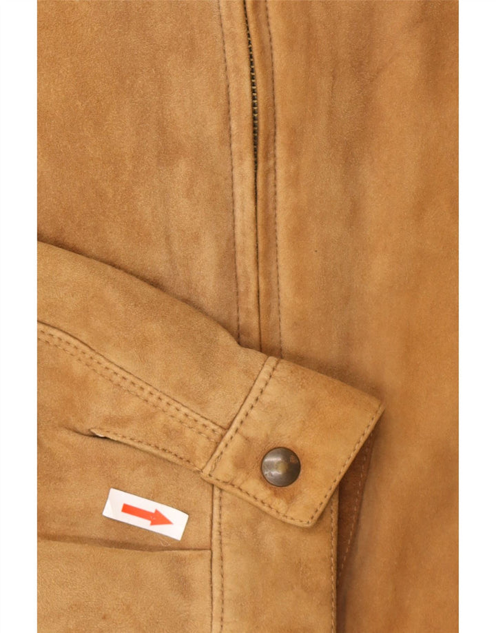 Bomber vintage pentru bărbați din piele intoarsa IT 50 mare, maro, din piele