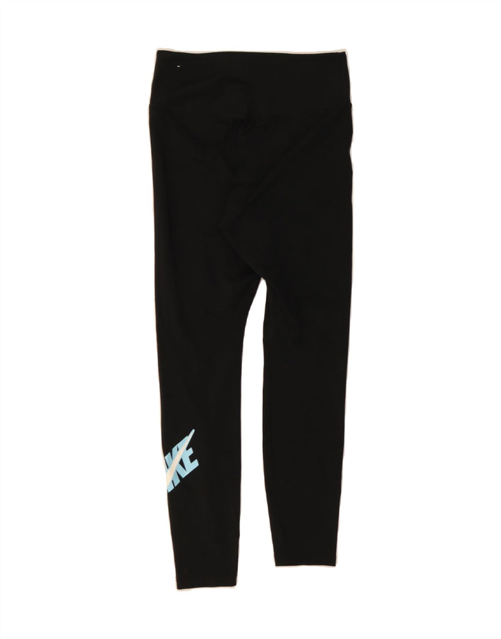 NIKE Womens Dri Fit Graphic Leggings UK 10 Small Black Polyester Vintage Nike and Second-Hand Nike from Messina Hembry 