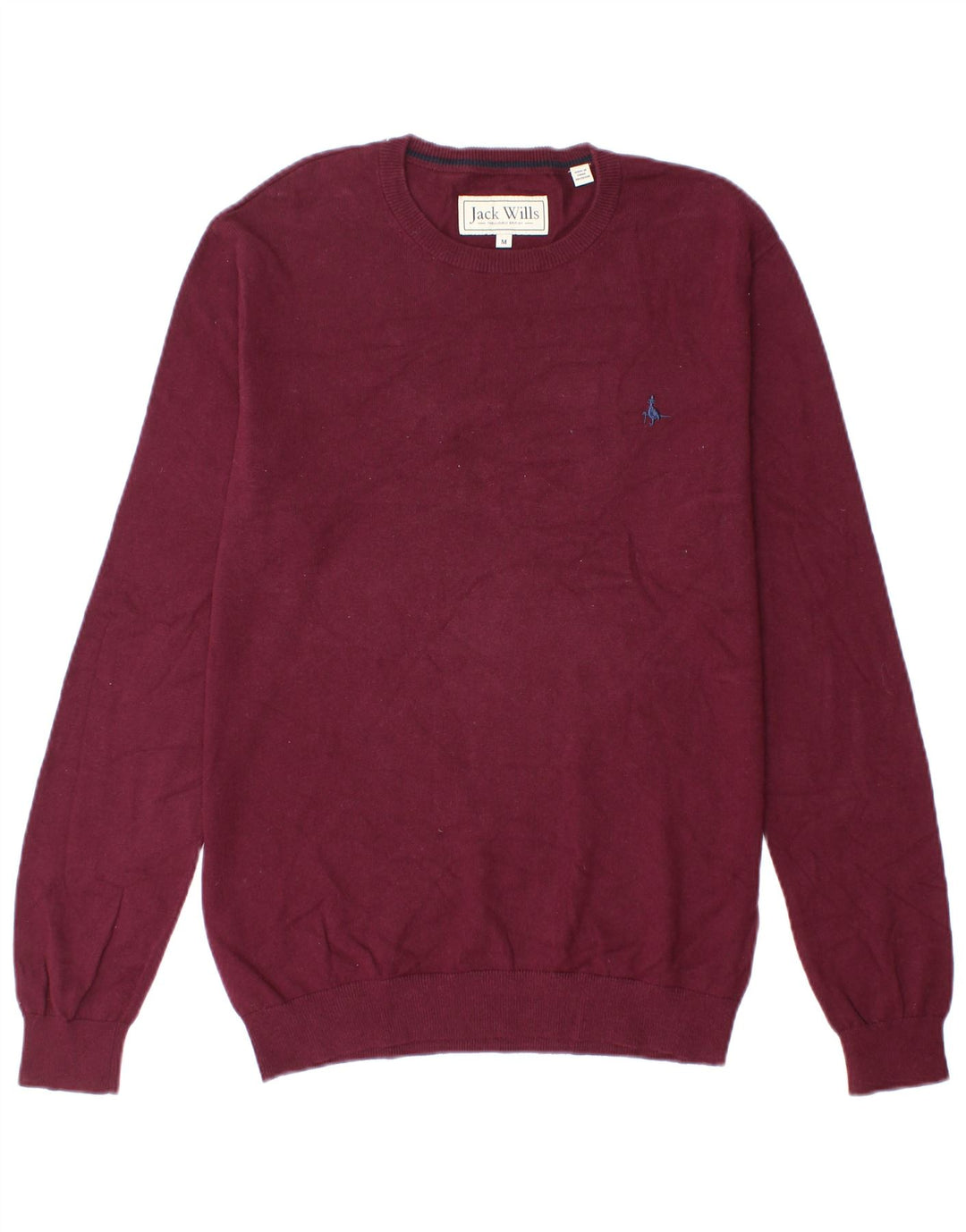 Pulover Jack Wills pentru bărbați cu gât roșu, bumbac mediu burgundă