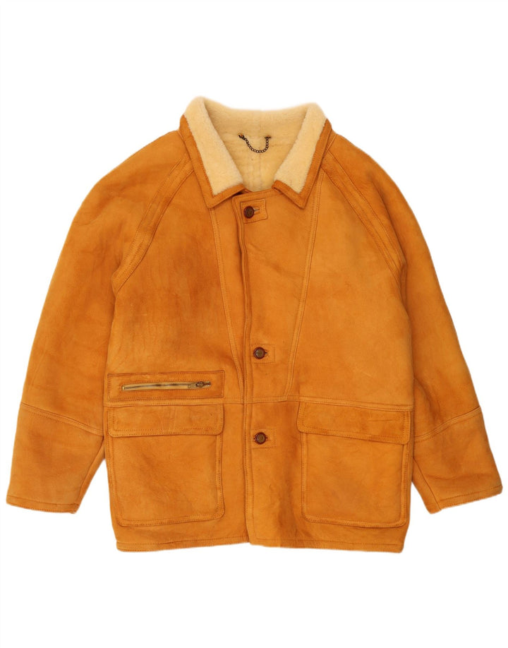 Jachetă vintage pentru bărbați din shearling IT 56 XL maro din shearling
