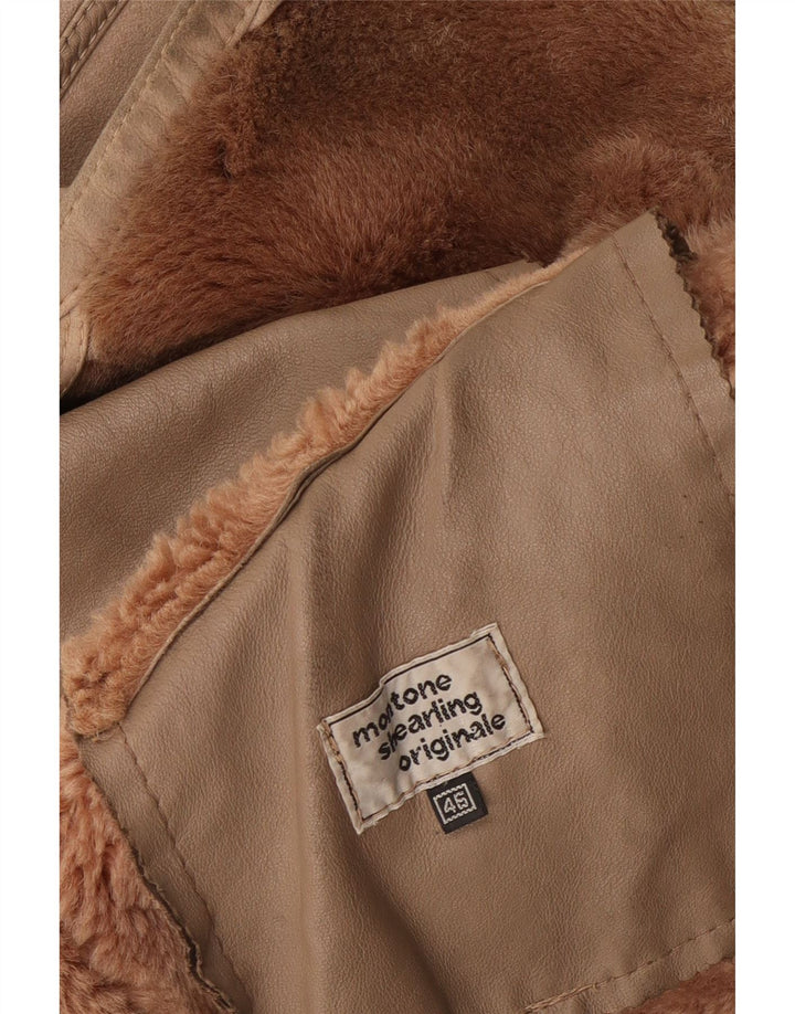 Jachetă vintage din shearling pentru femei IT 46 Large Beige Shearling