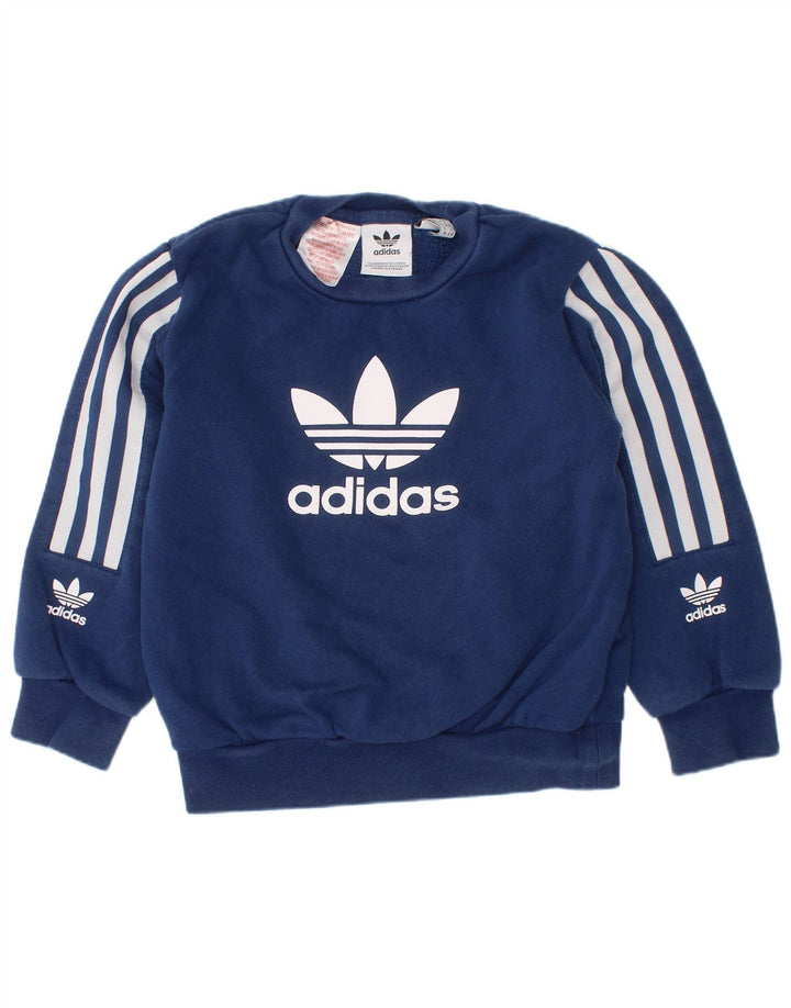 Adidas Băieți Pulover Grafic Pulover 4-5 Ani Bleumarin Bumbac