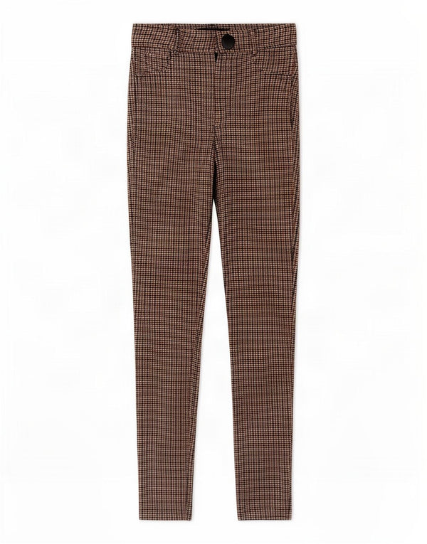 Pantaloni skinny casual pentru femei Zara XS W24 L27 maro viscoza picior de poule