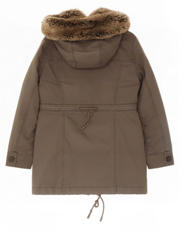 Abercrombie & Fitch Womens Hooded Sherpa Parka Jacket UK 10 Small Grey