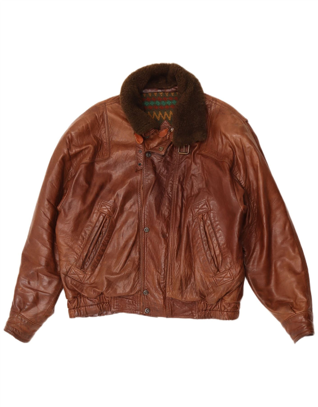 Geacă de piele vintage pentru bărbați IT 50 mare maro