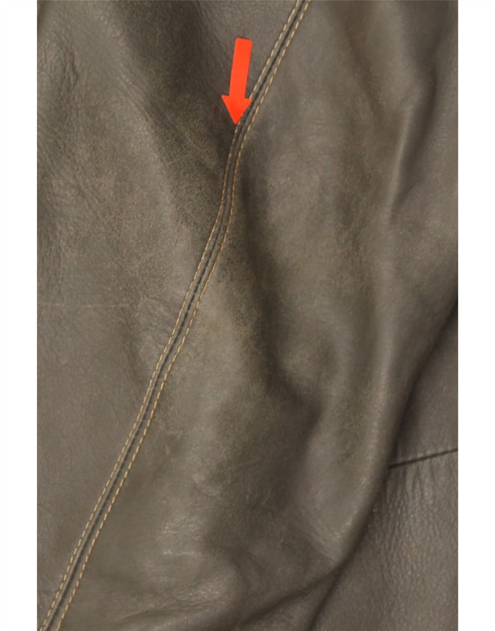 Jachetă militară din piele vintage pentru bărbați UK 38 Medium Khaki Leather