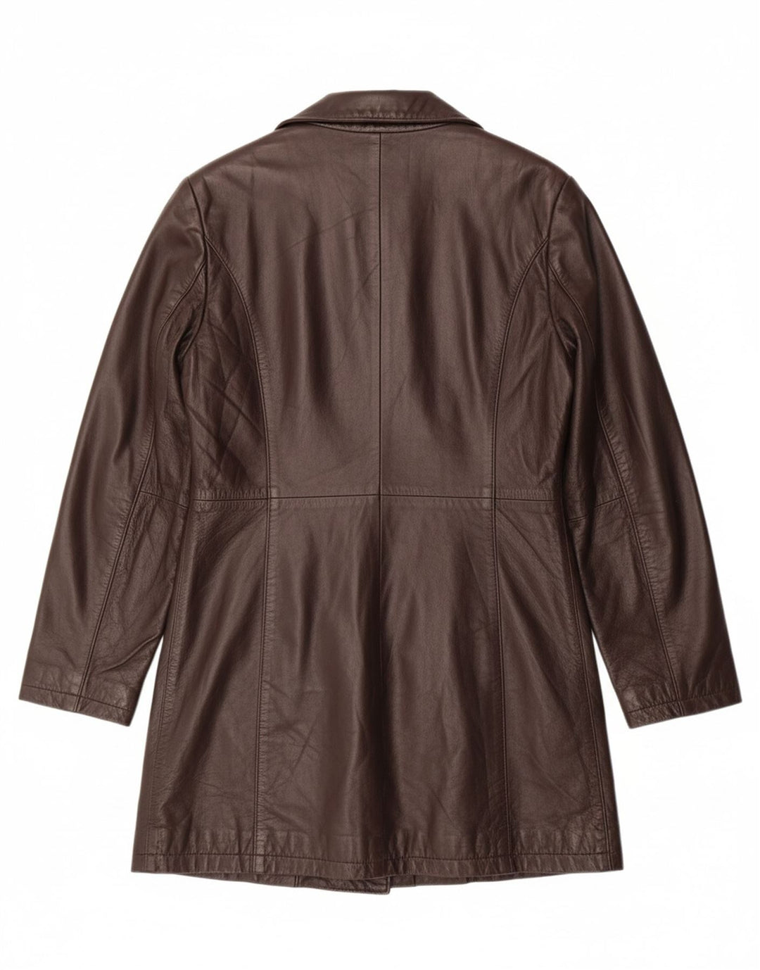 EMANUELE CURCI  Womens Leather Coat IT 46 Large Brown Leather