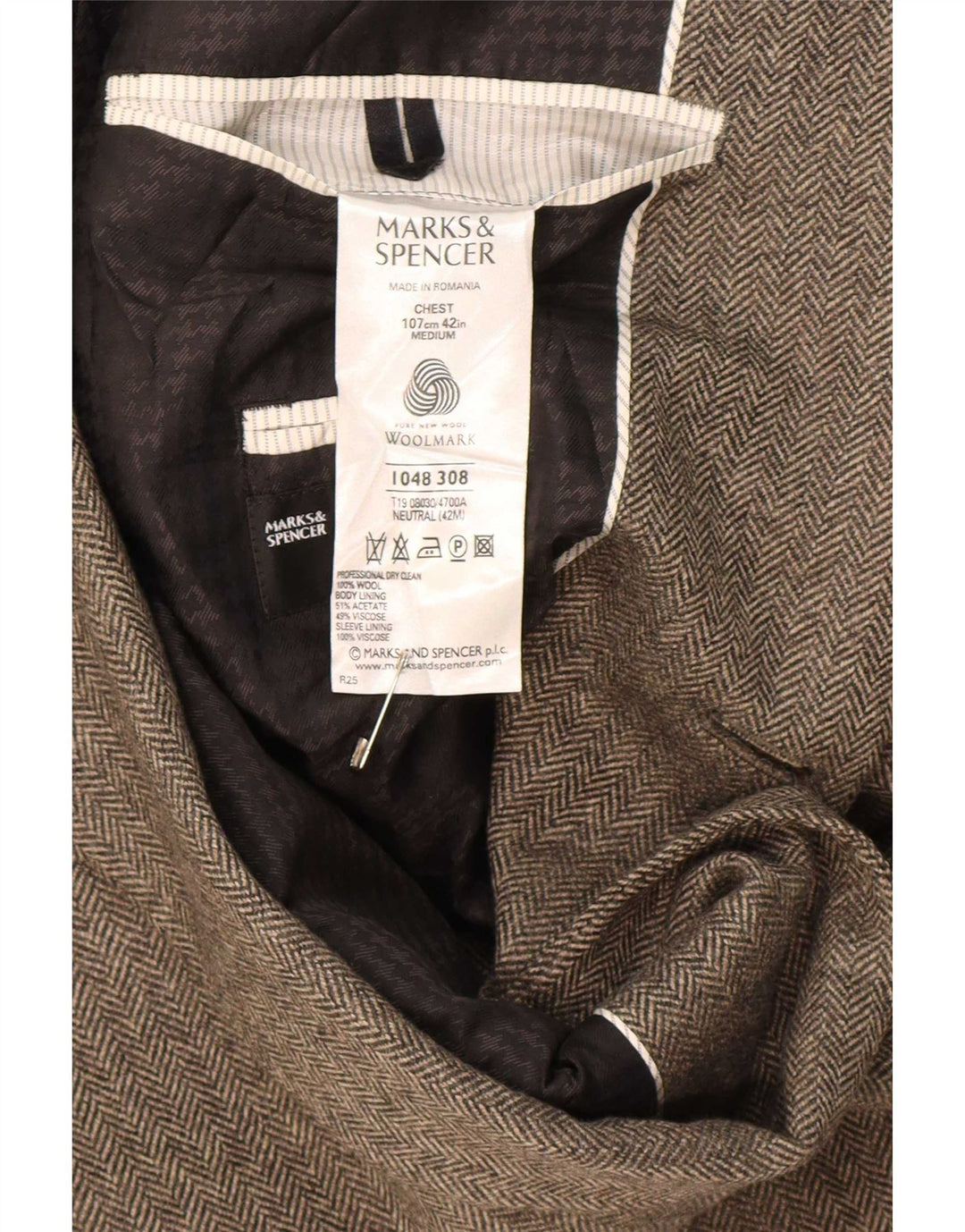 Sacou Marks & Spencer pentru bărbați, cu 2 nasturi, UK 42, mare, bej, în oase