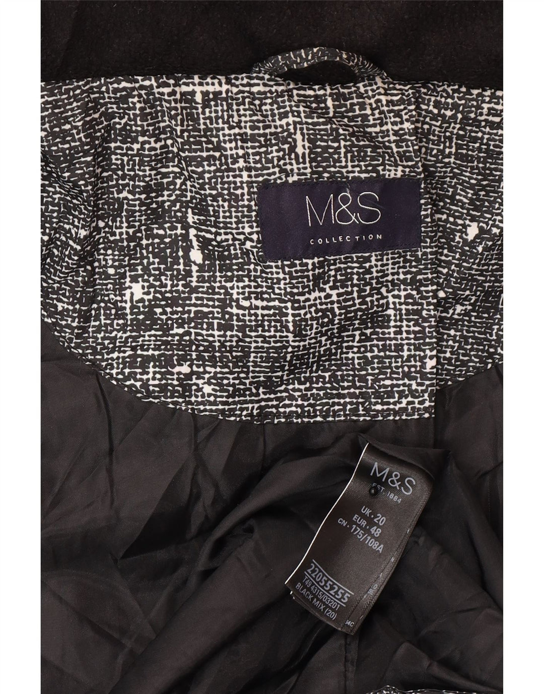 Jachetă matlasată pentru femei Marks & Spencer UK 20 2XL Poliester cu pături negru