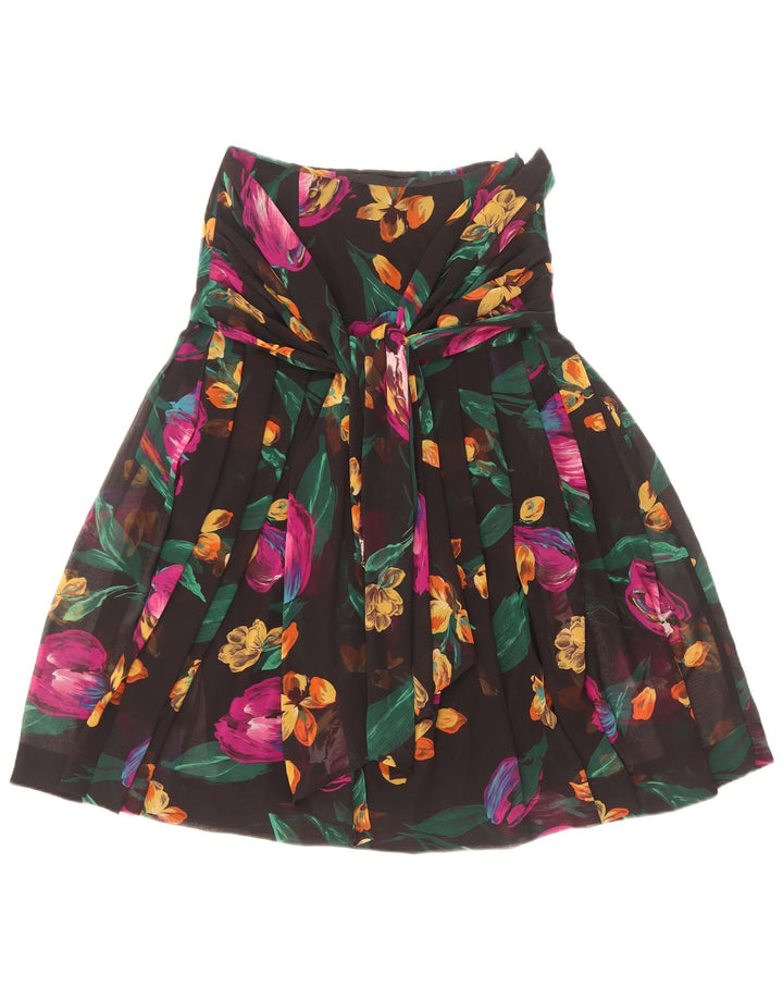 Fustă A-Line plisată pentru femei Giorgio Ti IT 42 Poliester Floral Negru Mediu