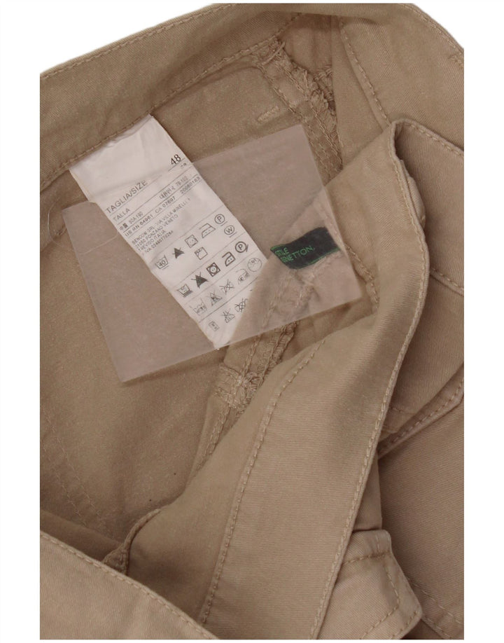 Pantaloni cargo subțiri pentru femei BENETTON IT 48 XL W36 L31 bej bumbac