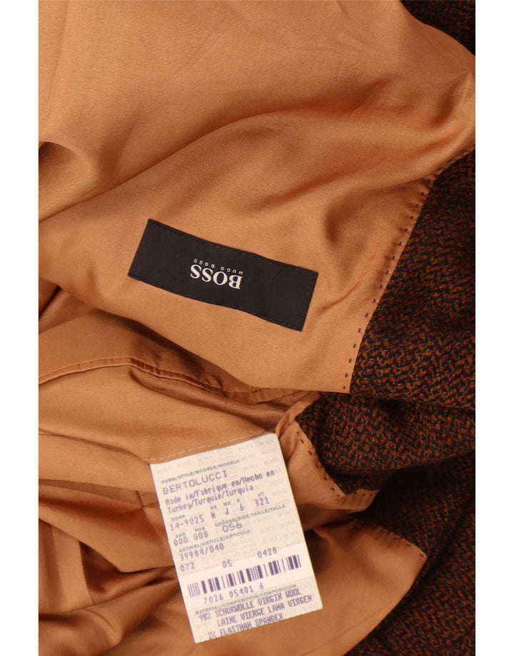 Jachetă pentru bărbați Hugo Boss cu 2 nasturi EU 56 3XL Brown Herringbone