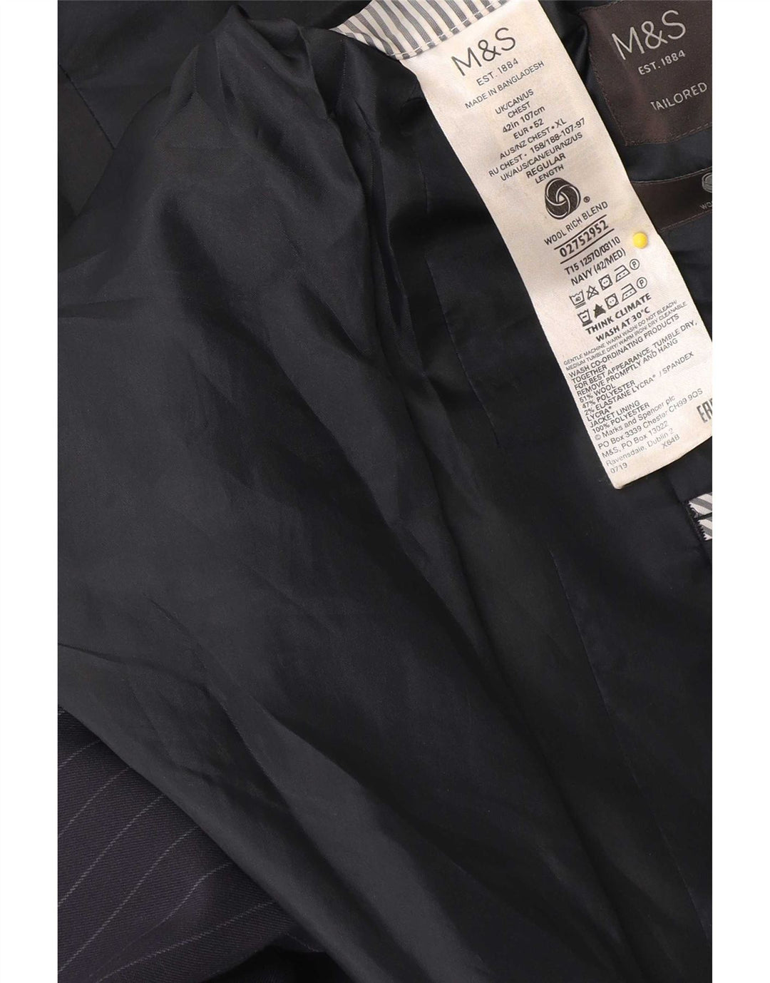 Jachetă pentru bărbați Marks & Spencer IT 42 Medium Bleumarin Pinstripe