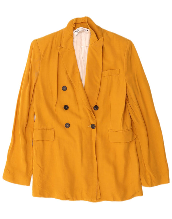 Jachetă Blazer pentru femei Zara, cu două piepturi, UK 14, viscoză galbenă medie