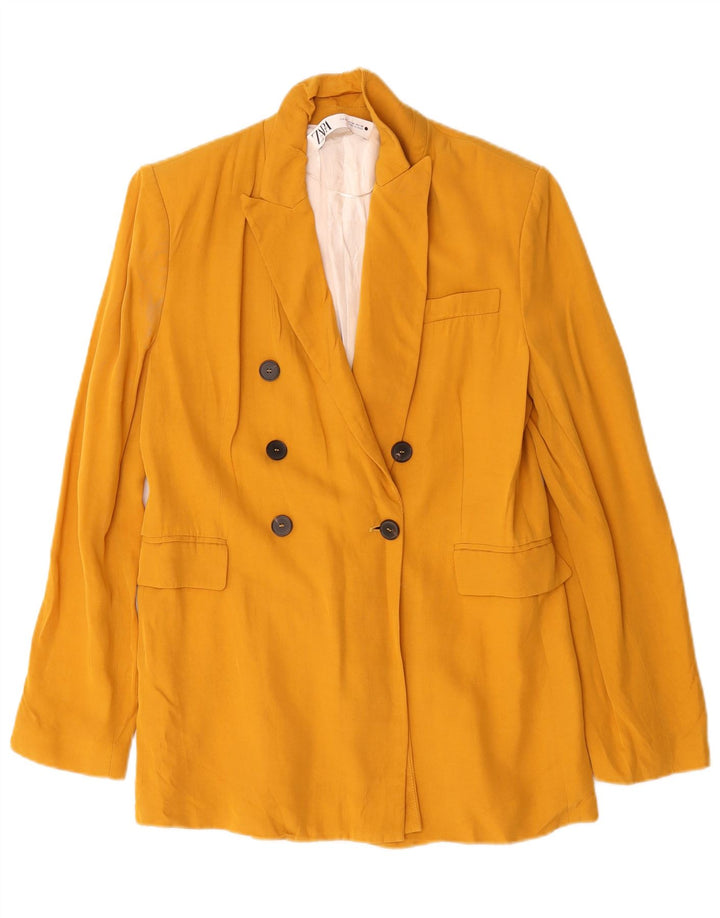 Jachetă Blazer pentru femei Zara, cu două piepturi, UK 14, viscoză galbenă medie