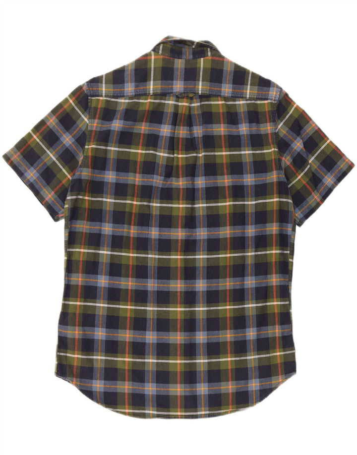 Cămașă cu mânecă scurtă pentru bărbați Timberland, din bumbac cu carouri, albastru bleumarin mediu