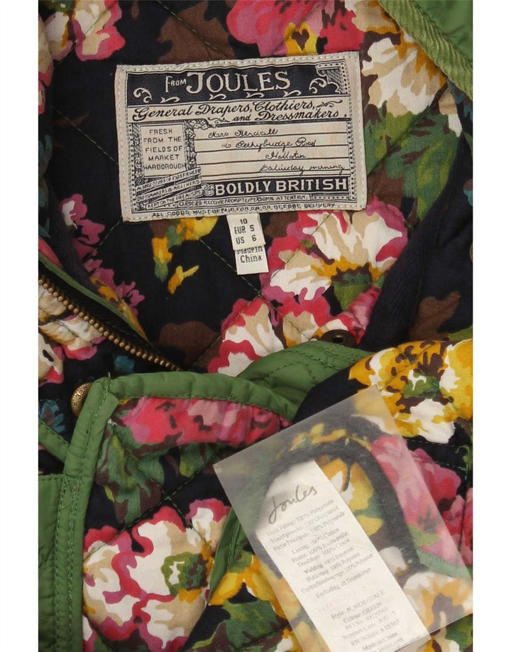 Jachetă matlasată Joules pentru femei UK 10, verde, florală, poliamidă