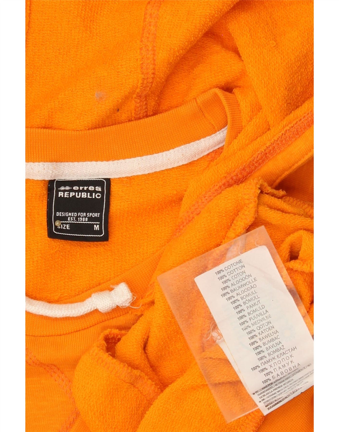 ERREA Pulover cu glugă grafic pentru bărbați, bumbac portocaliu mediu