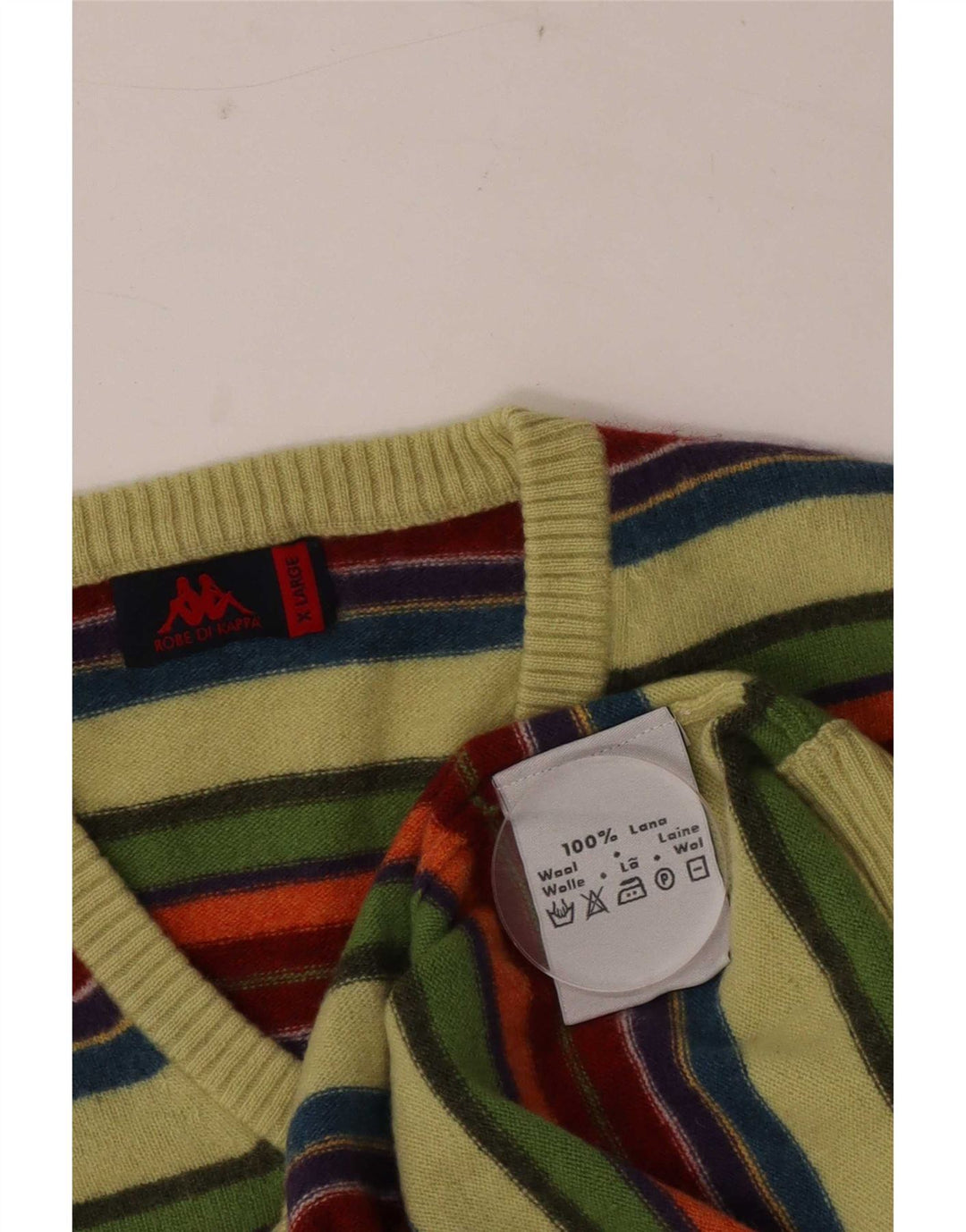 Pulover pentru bărbați Kappa cu decolteu în V, XL, lână cu dungi multicolore