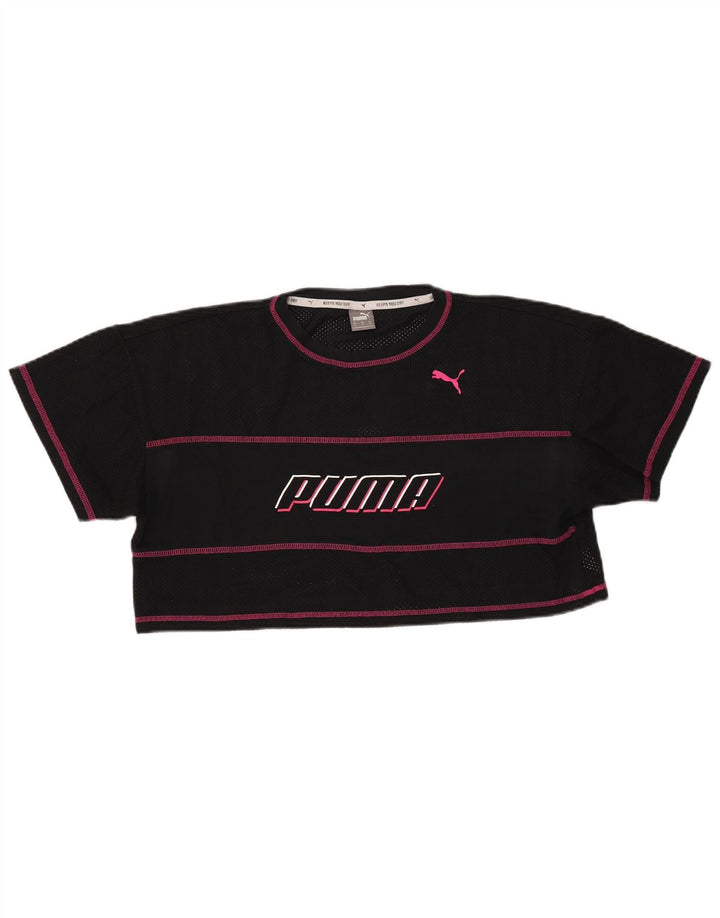Tricou crop grafic PUMA pentru femei Top UK 14 Poliester cu dungi negre medii