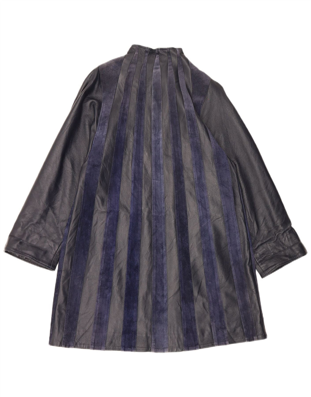 Palton din piele vintage pentru femei UK 14 Medium bleumarin cu dungi