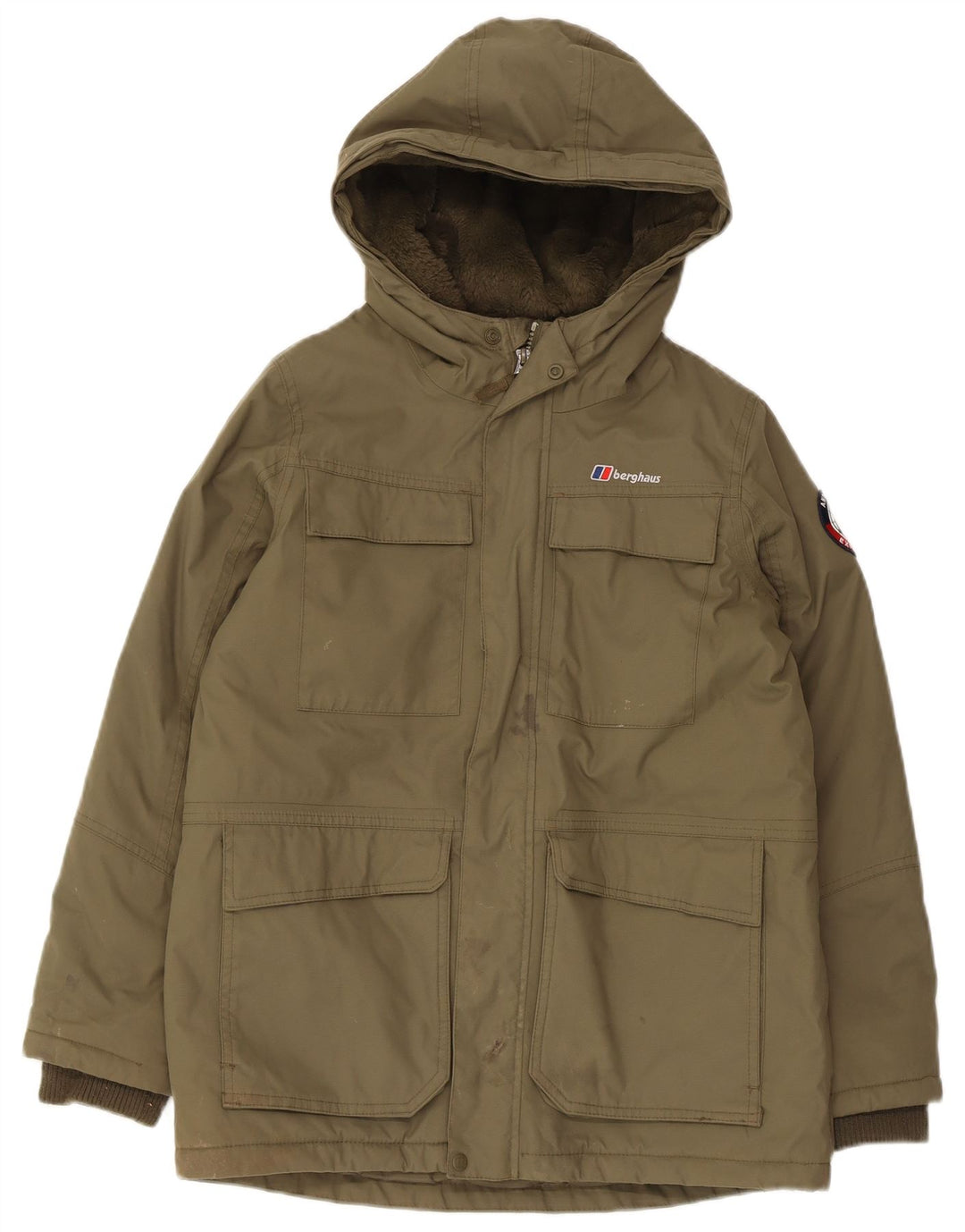 Jachetă parka cu glugă pentru băieți Berghaus 11-12 ani Kaki Poliamidă