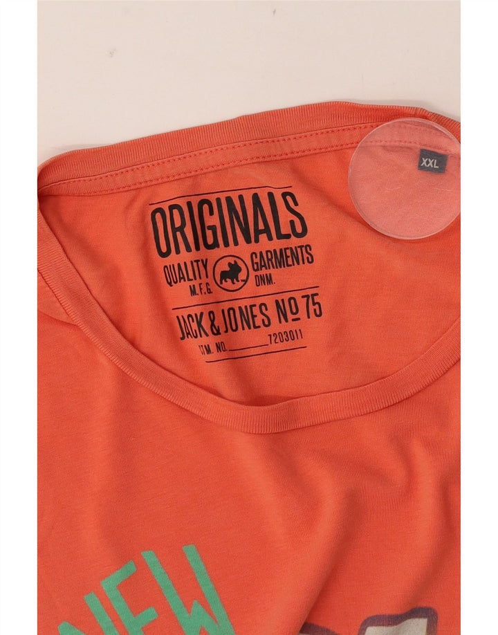 Tricou grafic Jack & Jones pentru bărbați Top 2XL portocaliu