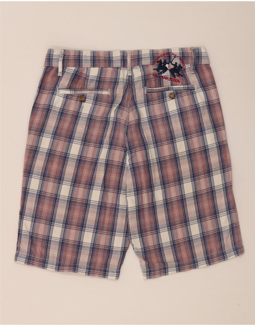Pantaloni scurți chino pentru bărbați La Martina W31, bumbac cu carouri roșii medii