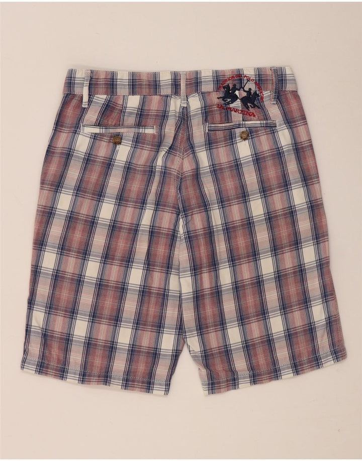 Pantaloni scurți chino pentru bărbați La Martina W31, bumbac cu carouri roșii medii