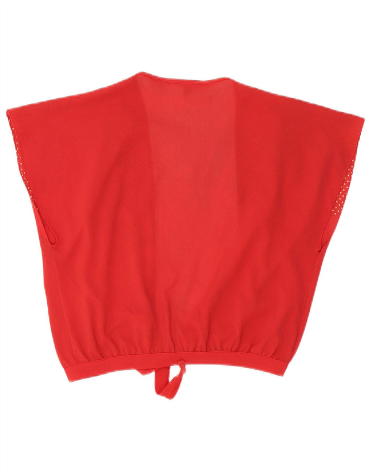 Top cardigan vintage pentru femei cu cravată în față IT 46 triacetat mare cu pete roșii