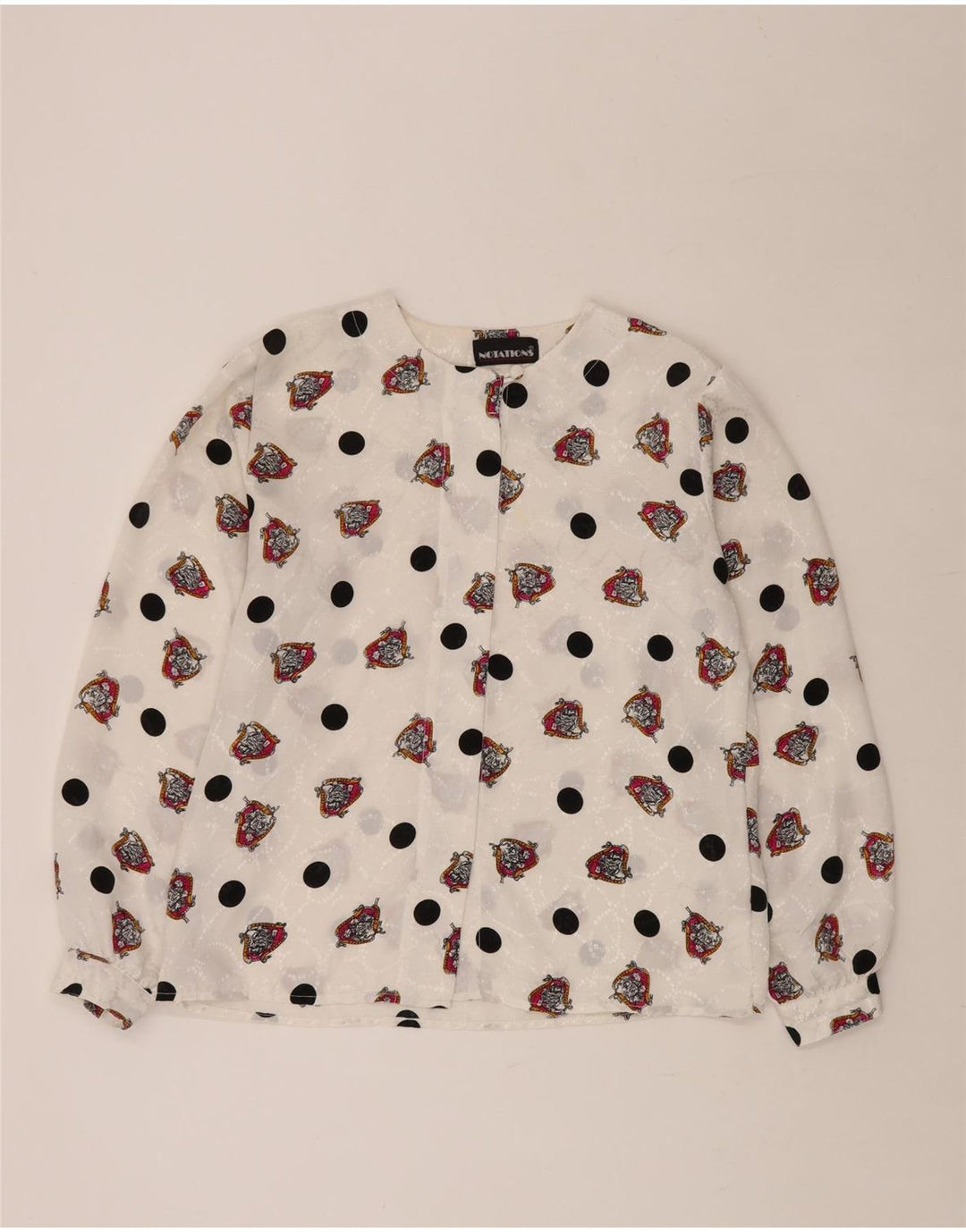 NOTATIONS Bluză cămașă cu model abstract pentru femei UK 16 Poliester alb mare