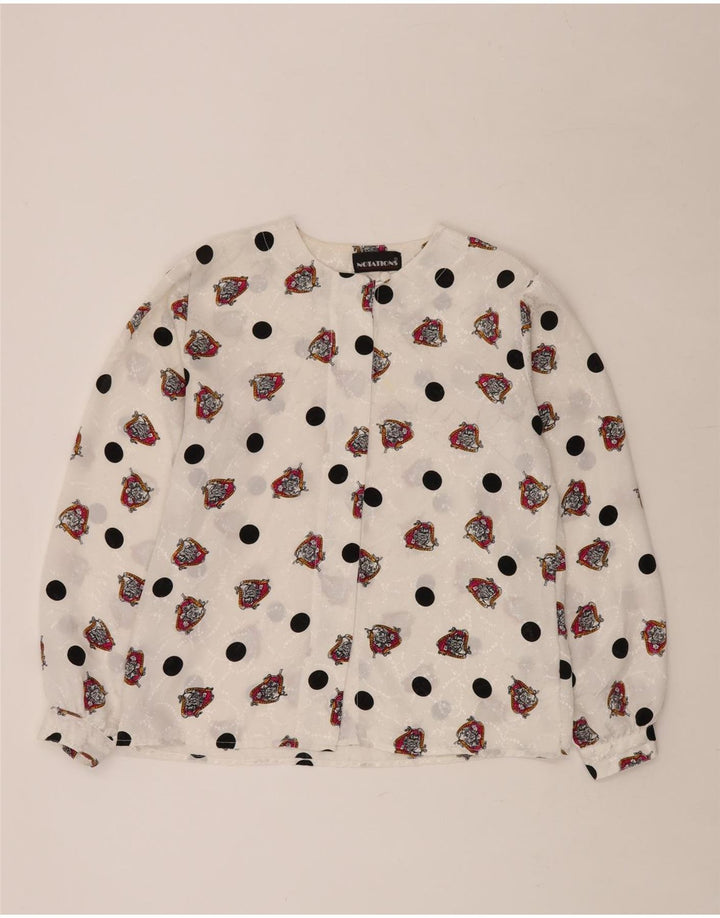 NOTATIONS Bluză cămașă cu model abstract pentru femei UK 16 Poliester alb mare
