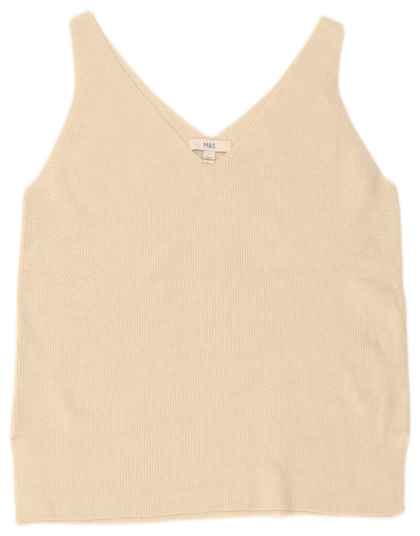 Marks & Spencer Womens Vest Top UK 16 Large Beige Cotton