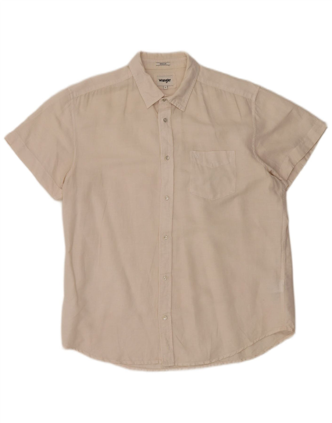 Cămașă Wrangler pentru bărbați, cu mânecă scurtă, cu tăiere obișnuită, mare, de in alb