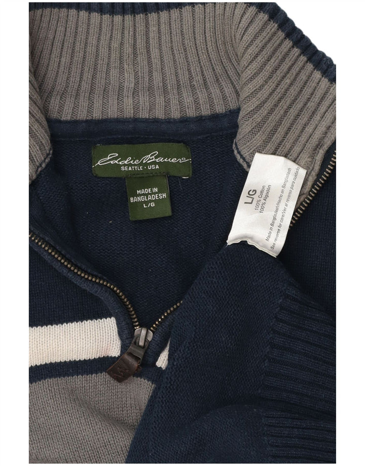 EDDIE BAUER Pulover pentru bărbați, cu fermoar, cu gât, mare, bleumarin, color block