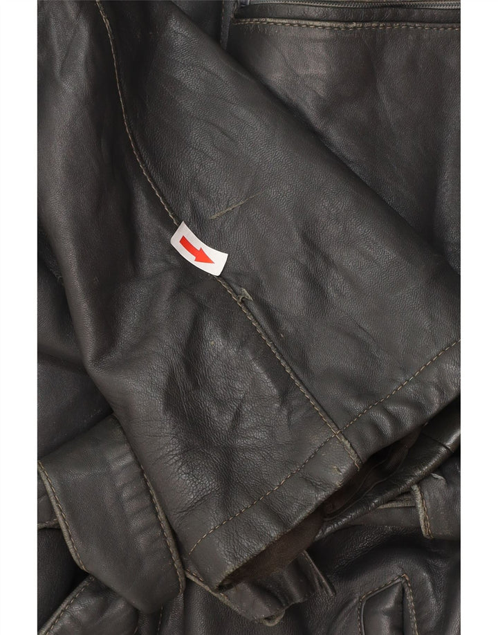 Jachetă de piele vintage pentru bărbați IT 50, mare, neagră