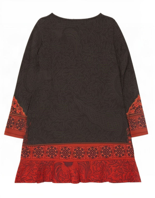 Rochie cu mâneci lungi cu mâneci lungi Desigual pentru femei UK 12 Medium Brown Floral