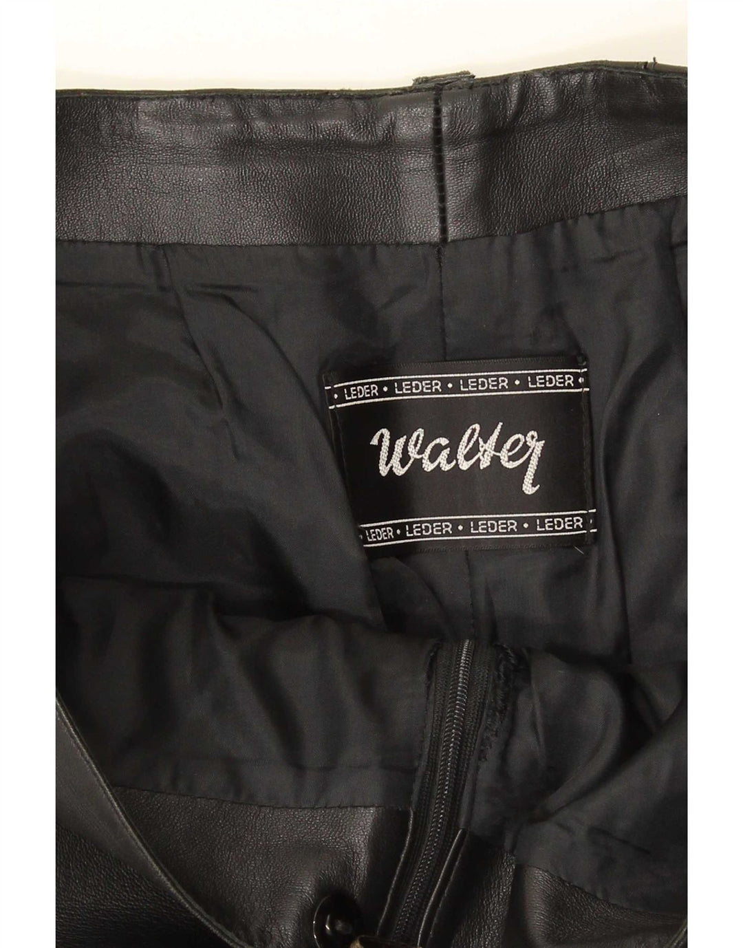 Pantaloni drepți din piele vintage pentru femei W30 L30 din piele neagră