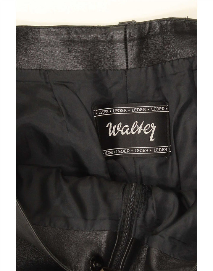 Pantaloni drepți din piele vintage pentru femei W30 L30 din piele neagră