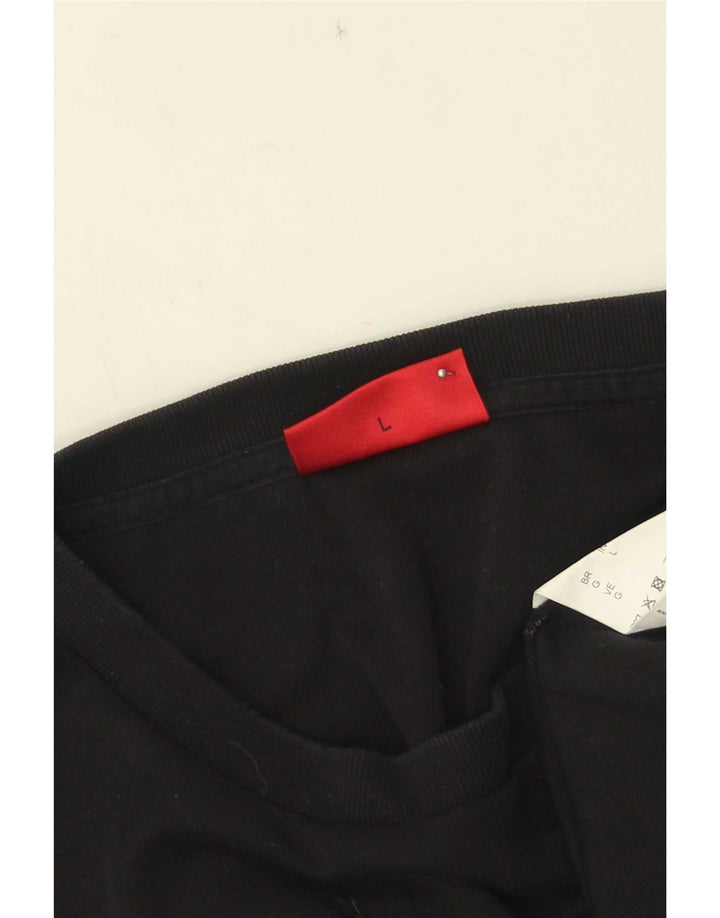 Hanorac grafic pentru bărbați Hugo Boss Pulover mare din bumbac negru