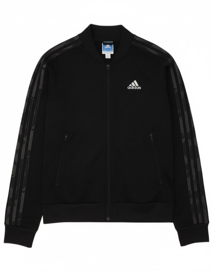 ADIDAS Womens Tracksuit Top Jacket UK 6 XS Black Polyester