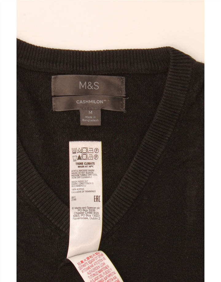Pulover pentru bărbați Marks & Spencer cu decolteu în V, mediu acrilic negru