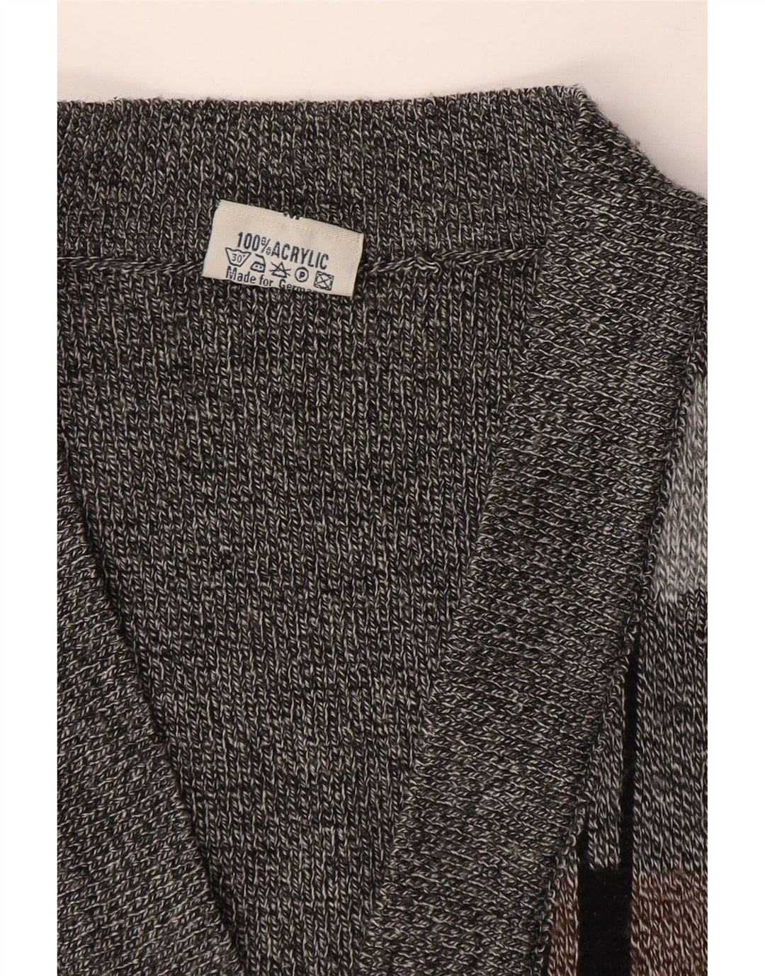 Cardigan vintage fără mâneci pentru bărbați, gri mediu, geometric acrilic