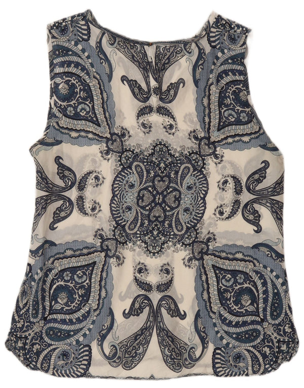 Bluză fără mâneci Massimo Dutti pentru femei UK 14 Medium Bleumarin Paisley