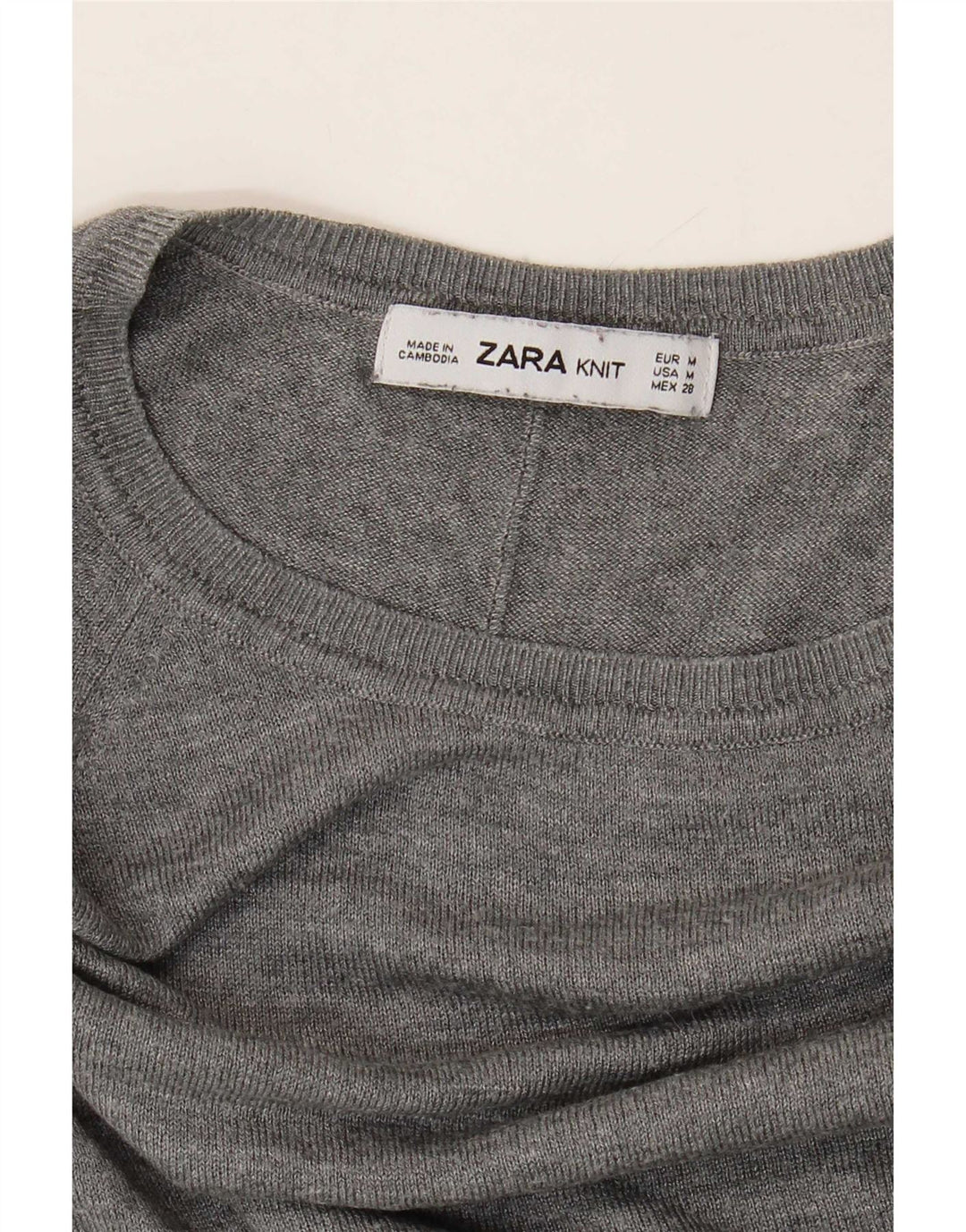 Pulover pentru femeie cu gât de barcă Zara UK 14, gri mediu