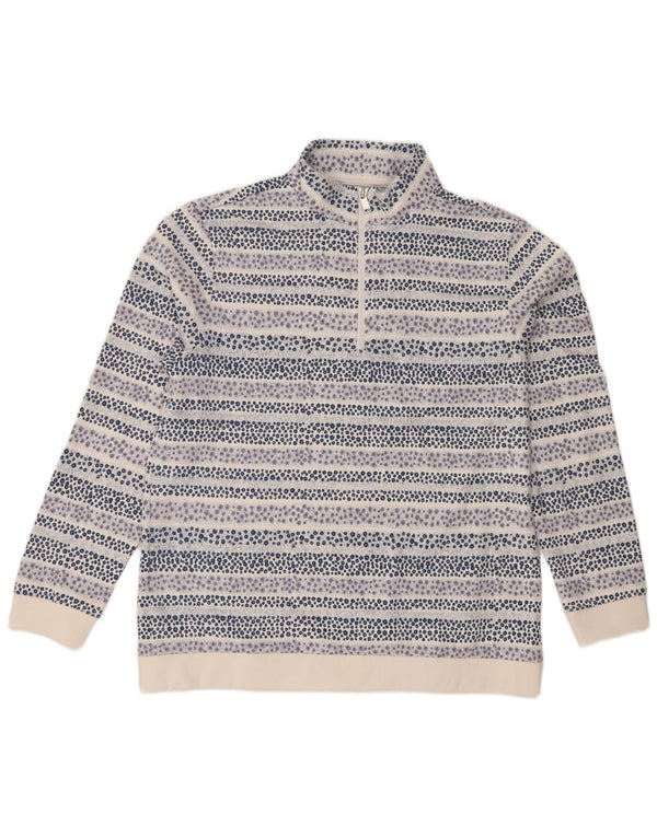 Cotton Traders Pulover pentru damă, cu fermoar, cu gât, UK 14, mare, alb, floral