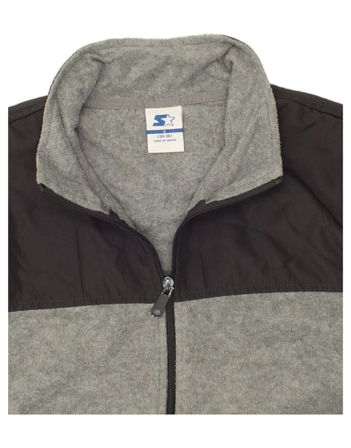 STARTER Mens Fleece Jacket UK 34/36 Small Grey Colourblock Polyester Vintage Starter and Second-Hand Starter from Messina Hembry 