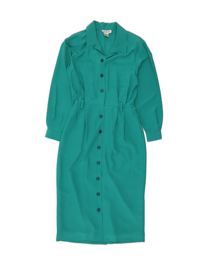 TALBOTS Womens Long Sleeve Shirt Dress US 12 Large Turquoise Polyester Vintage Talbots and Second-Hand Talbots from Messina Hembry 