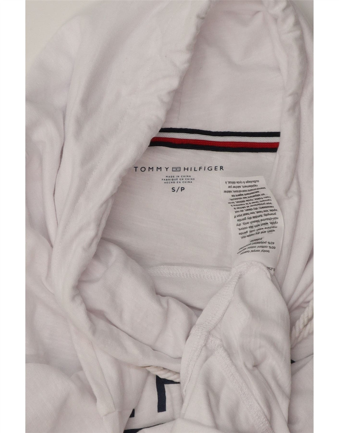 TOMMY HILFIGER Top grafic supradimensionat pentru femei cu mânecă lungă UK 10 Small White