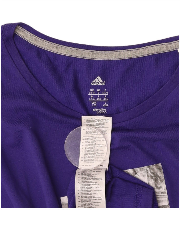 Tricou cu grafic Climalite ADIDAS pentru femei, Marea Britanie 16/18, bumbac mare violet